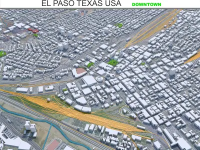 El Paso Downtown Texas USA Low-poly 3D model