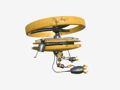 Flying Robot I03 Yellow - SciFi Character Design Low-poly 3D model