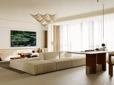 Modern minimalist living room 3D model