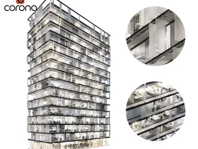 Modern office building 02 3D model