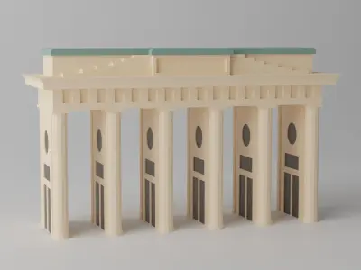 Cartoon Berlin Brandenburg Gate Landmark Low-poly 3D model