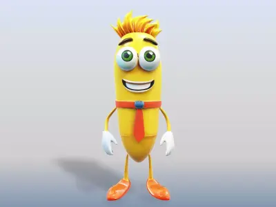 3D Cartoon character t stylized Pencil 3D model