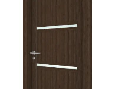 Door-039 wooden door with glass panels 3D model