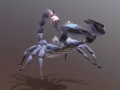 Cyborg Blue Scorpion Triple Attack fbx Pbr Animated 3D model
