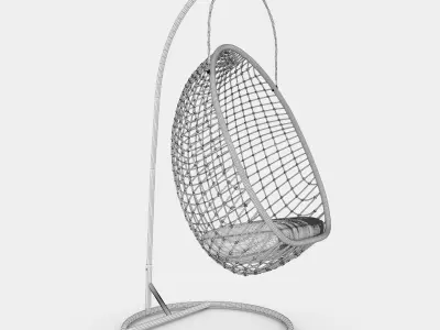 Chillout rattan hanging chair 3D model