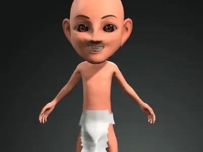 Cute Devil Cartoon 3D model Low-poly 3D model