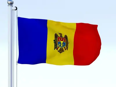 Animated Moldova Flag Low-poly 3D model