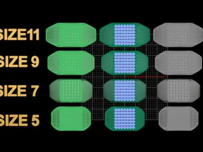 Square Signet Diamond Cluster Ring Band Mix Size 3D print model