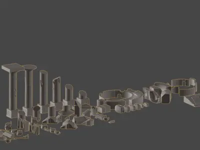 LowPoly modular ruins at the portal Free low-poly 3D model