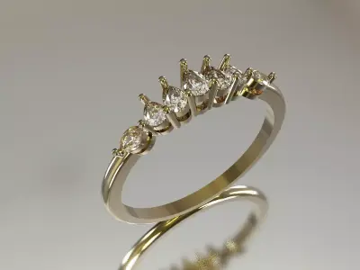 STl 3D Linear Pear-Cut Diamond Band Ring model jr00295 3D print model
