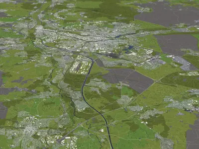 Nuremberg Germany 50x50km 3D City Map 3D model