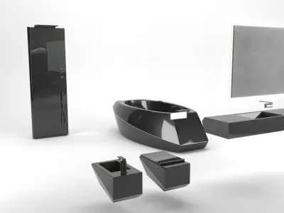 Futuristic Bathroom Furniture Set 3D model