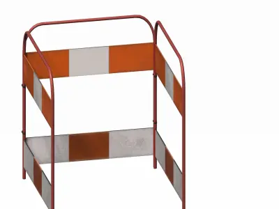 Striped metal feet traffic barrier Low-poly 3D model