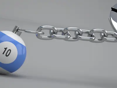 10 Snooker Ball with Keychain 3D model