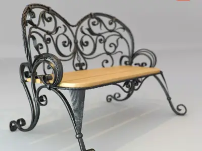 bench wrought iron Low-poly 3D model