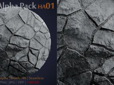 Stone Alpha Brush - HA01 - 4K - 16bit - SBSAR Texture