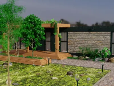wooden residential house exterior Free low-poly 3D model