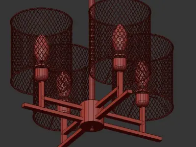 Connor R chandelier with four metal baskets 3D model