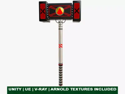 Sci-Fi Battle Hammer 01 All PBR Unity UE V-Ray Textures Included Low-poly 3D model