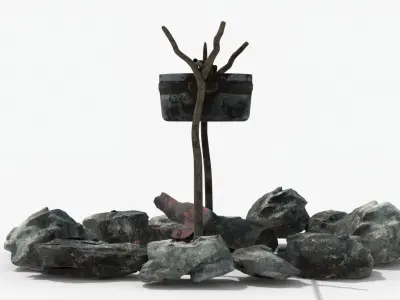 Realistic Campfire  Low-poly 3D model