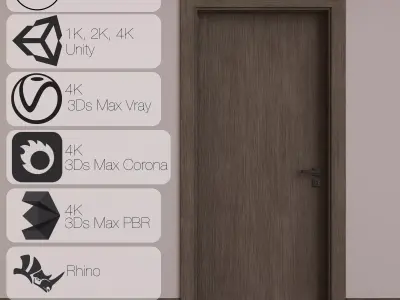 01 00 Wooden door Low-poly 3D model