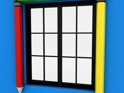 Kindergarten Window Low-poly 3D model