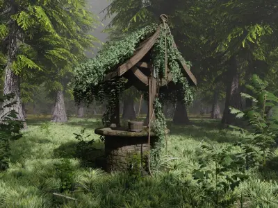 Abandoned Shack in Forest Scene 3D model
