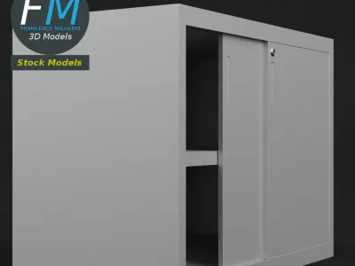 Filing cabinet with sliding doors 3D model