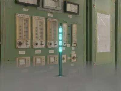 Low-Poly Moss Green Light Column 15 - Street Light Set-9 Low-poly 3D model