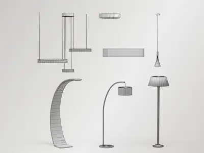 Lighting Set - 13 Lamps with unique design Low-poly 3D model