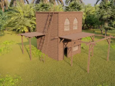 Wooden cottage-old house-Old Abandoned House 3D model