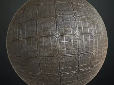 Sci-Fi Reinforced Orange Industrial Floor PBR Seamless Texture