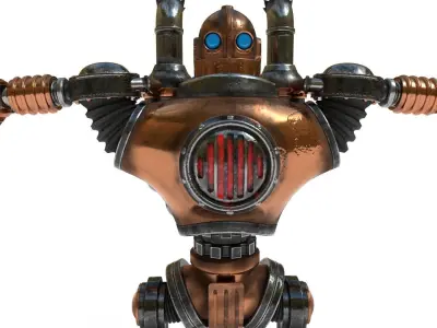 Robot steampunk PBR low poly Low-poly 3D model