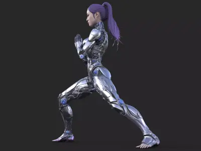 Yoga Cybernetic Girl High Detail 3D model