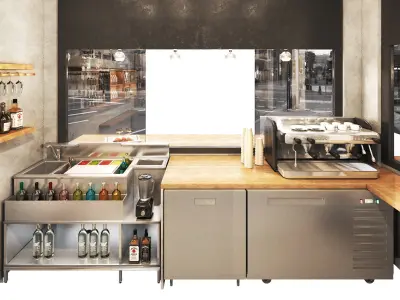 Outdoor cafe  coffee to go  streetcafe Low-poly 3D model