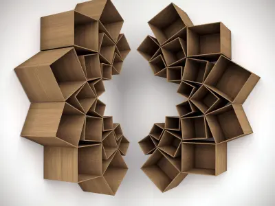 Set of shelves in a modern style Free 3D model
