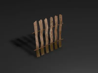 simple wooden FENCE Free low-poly 3D model