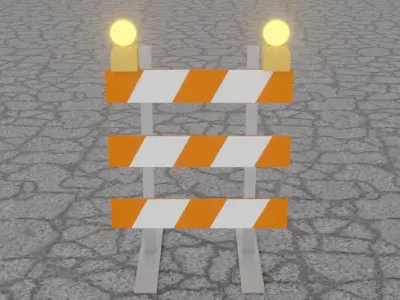 Road Closed Barrier 2 Low-poly 3D model