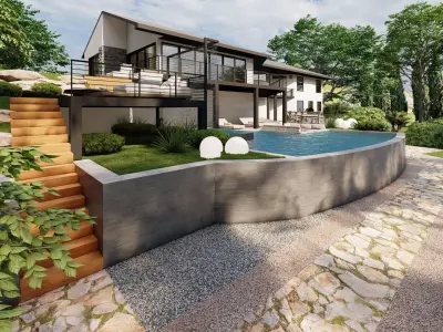 Garden Landscape 3D Model - SketchUp and Lumion Scene 3D model 3D model