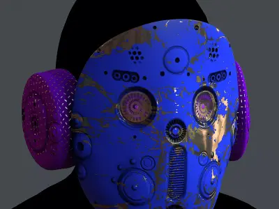 Gas mask helmet 3d model scifi Low-poly Low-poly 3D model 19