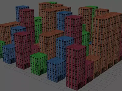 Building Color Variation Low-poly 3D model
