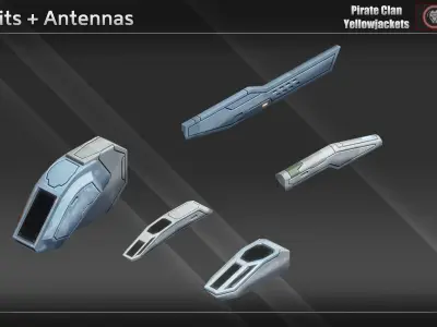 Spaceship Yellowjackets Modular Fighter Kit Low-poly 3D model