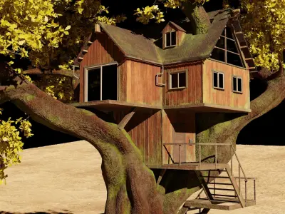 Abandoned tree house 3D model