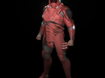 Space combat suit Low-poly 3D model