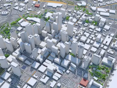 Houston Downtown Texas USA Low-poly 3D model