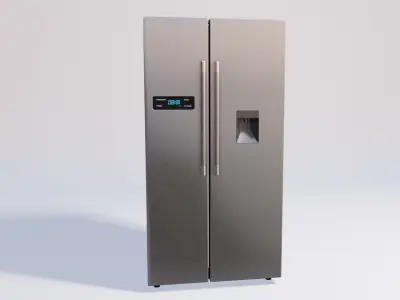 double door fridge with food items 3D model