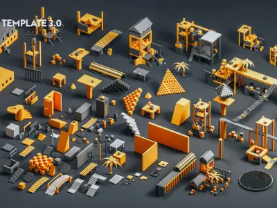 Game Template - Prototype Elements Low-poly 3D model