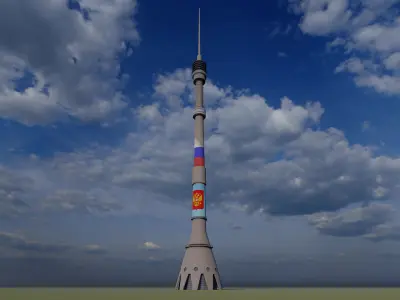 Ostankino TV Tower in Moscow 540 metres 3D model