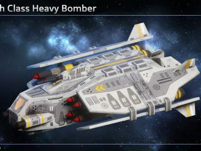 Spaceship Bombers Gunships Low-poly 3D model