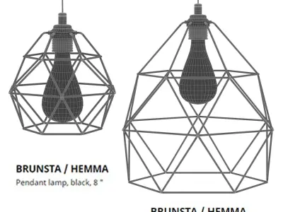 BRUNSTA pendant light with geometric shape 3D model